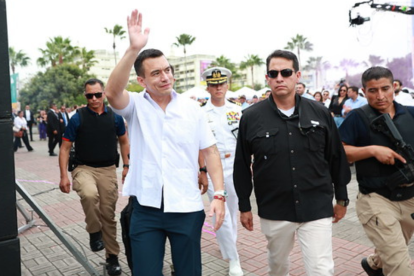 Llegada del presidente Daniel Noboa al Centro Cívico para el acto por la Independencia de Guayaquil.