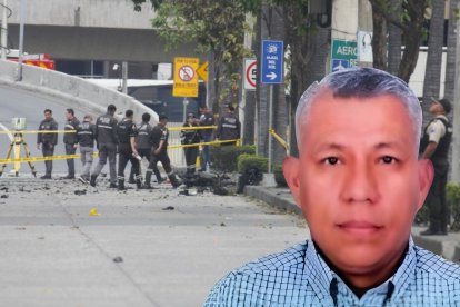Wellington Benítez es el taxista que murió durante el atentado con carro bomba en Guayaquil. La policía realizó ayer pericias en el lugar de la explosión.