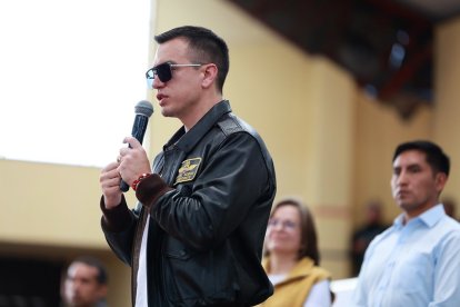 El presidente Noboa dio un discurso desde Latacunga.