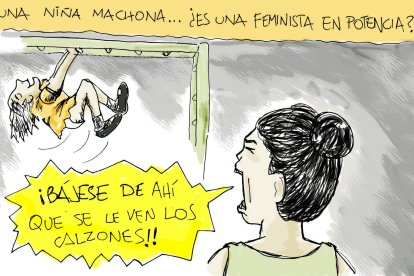 Dibujo de Wilson Limones (también conocido como Seng Vou) para La Matemango. La educación y crianza de los hijos es un tema recurrente en este zine.