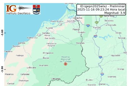 Temblor se reportó en el sur de Ecuador este 16 de noviembre.