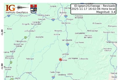 Un sismo de magnitud 3.4 se localizó a 2,6 km de Ventanas, en Los Ríos