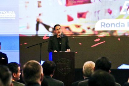 La ministra Inés Manzano durante el lanzamiento de la Ronda Intracampos III en Quito.