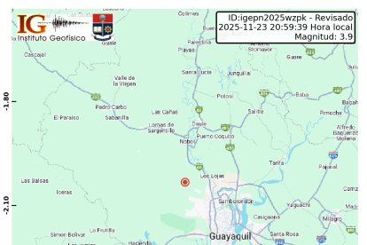 El temblor se sintió este domingo 23 de noviembre, cerca de Guayaquil.