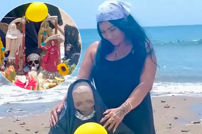 Elizabeth Díaz se mostraba rindiendo culto a la Santa Muerte.