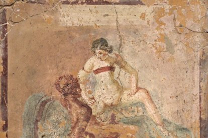 Escena sexual de Pompeya, en el Museo Secreto de Nápoles.
