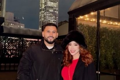Wendy Landa y su novio, Eduardo Freire, durante un viaje a Estados Unidos en 2025.