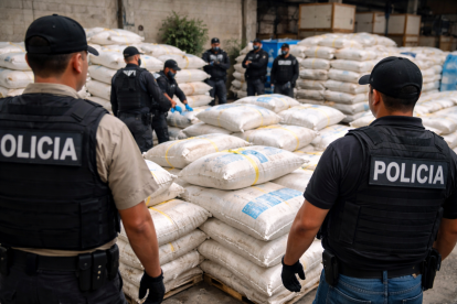 Operativo policial en una bodega donde se almacenaban químicos usados para la producción de cocaína.