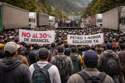 Recreación de protestas en la frontera norte de Ecuador con el sur de Colombia, Carchi - Nariño.