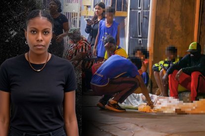 El cadáver de Andrea Landázuri Navarro quedó sobre la vereda. Sus familiares lloraron al verla sin vida.