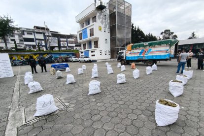 Uniformados utilizaron herramientas para cortar los andamios y extraer la marihuana oculta en su interior.