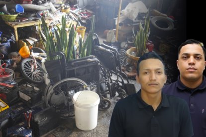 Dentro del taller mecánico estaba la silla de ruedas de Stalyn Sevillano.