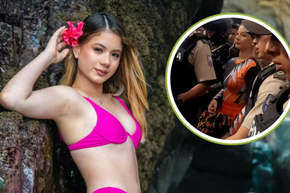 Leidy Álvarez, La chonera bonita, fue resguardada por la policía en su desfile en Paute.