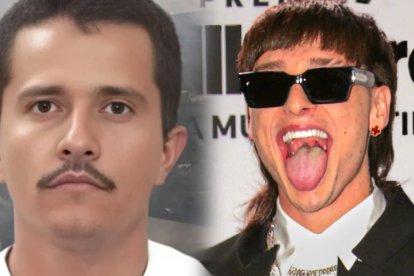 Nemesio Oseguera Cervantes, alias El Mencho (+), y el cantante Peso Pluma.