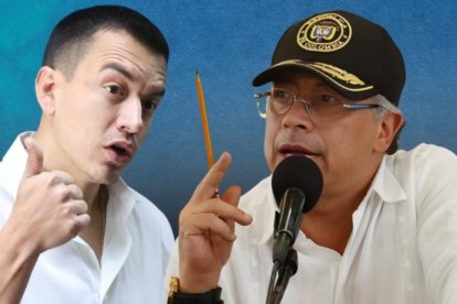 Daniel Noboa (i), presidente de Ecuador, y Gustavo Petro, mandatario de Colombia.
