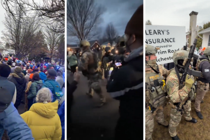 Manifestantes se enfrentan con agentes de inmigración y policías durante un operativo de ICE en South Burlington, Vermont