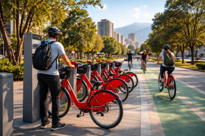 Imagen generada por IA sobre bicicletas públicas para Quito.