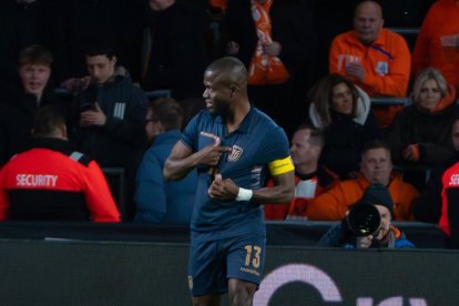 Enner Valencia festeja su gol ante Países Bajos.