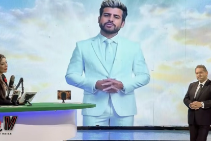 Captura del programa Buenos Muchachos, cuando recrearon al presentador Efraín Ruales con IA