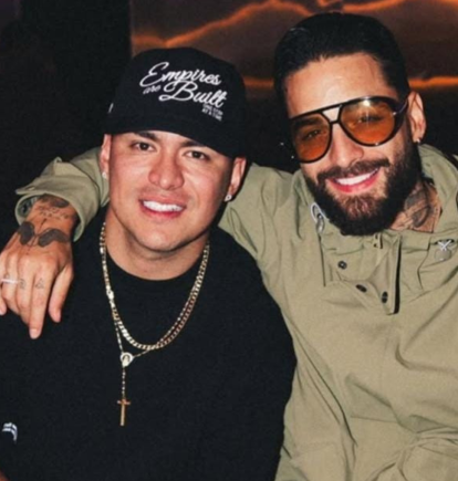 Yeison Jiménez y Maluma durante la grabación de su canción.