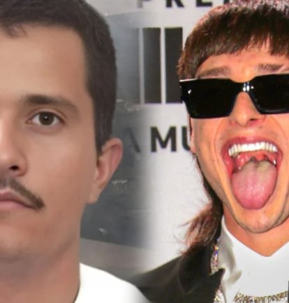 Nemesio Oseguera Cervantes, alias El Mencho (+), y el cantante Peso Pluma.