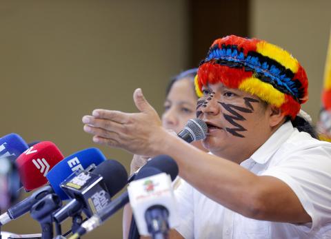 El presidente de la Confederación de Nacionalidades Indígenas del Ecuador, Marlon Vargas.