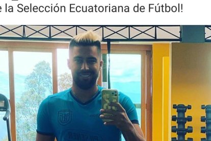 Christian Noboa y su apoyo desde la Casa de la selección en Quito.