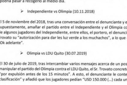 La parte de la investigación que se refiere al juego contra el albo.