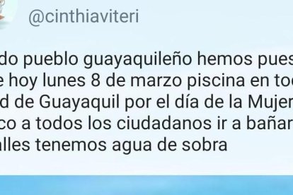Textos ficticios circularon en son de mofa por el aguacero en Guayaquil, que se produjo el 8 de marzo pasado.
