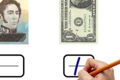 ¿Bolívar o dólar? este meme pone a escoger a los sufragantes.