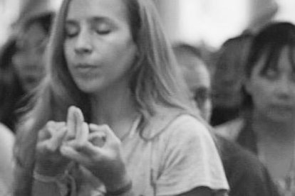 Milena Pietrobelli, en el Templo de Su Santidad el 14° Dalai Lama, en Dharamsala India)