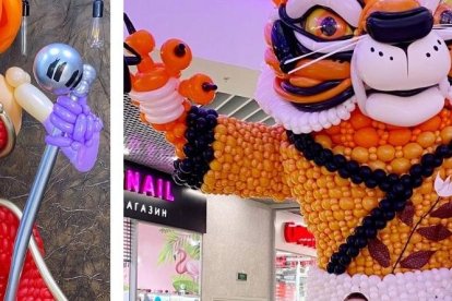 Esculturas gigantes también son parte de sus obras.