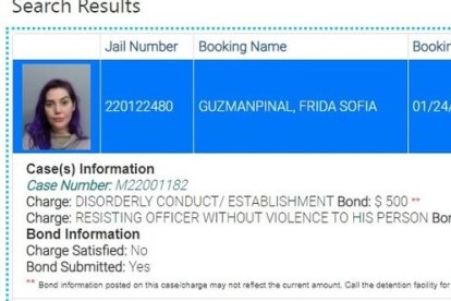 El documento que certifica la detención de la joven.
