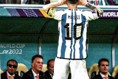 Lio celebró su  anotación con el Topo Gigio frente al banquillo de los neerlandeses.