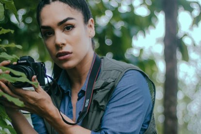 La también amante del deporte durante sus grabaciones.