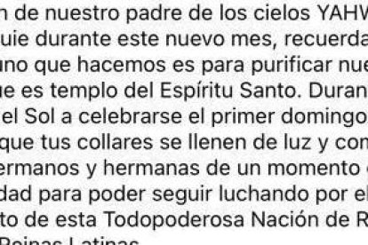 captura de mensaje de la nación Latin King.