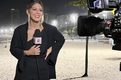 Gisella en pleno trabajo para ESPN.