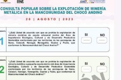 Papeleta de la consulta popular del Chocó Andino,