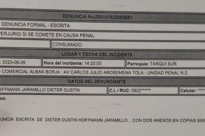 El documento sobre la denuncia a Silvana Torres.