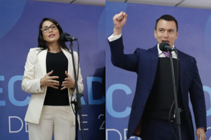 Luis González y Daniel Noboa usan chaleco antibala en el debate presidencial.