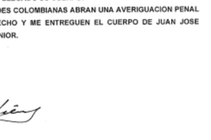 Esta fue la carta de la esposa de El Puma Junior divulgada por internet.