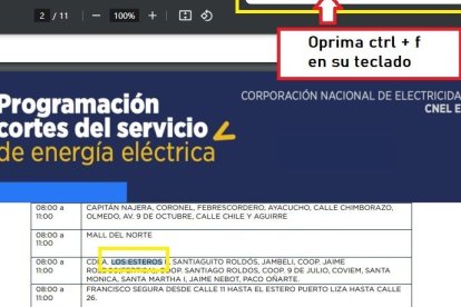 Guía para cortes de luz en Guayaquil.