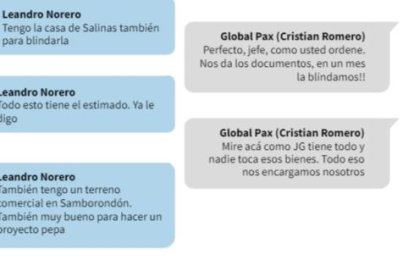 Chat entre Leandro Norero y su abogado, de acuerdo a lo publicado por la Fiscalía.