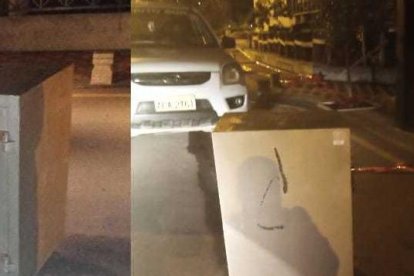 Agentes de la policía y peritos revisaron el sitio y la caja fuerte abandonada.