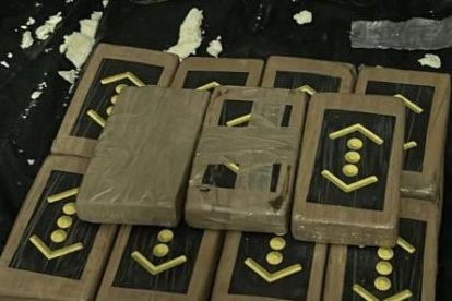 Los bloques con envoltura de color café encontrados en el contenedor.