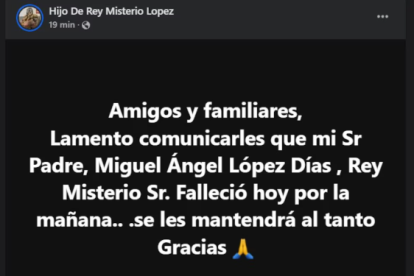 El comunicado sobre la muerte de Rey Mysterio.