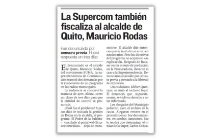 Por este titular, relacionado con la entidad, la Supercom sancionó a EXPRESO por una supuesta falta de coherencia entre el titular y el contenido del artículo.