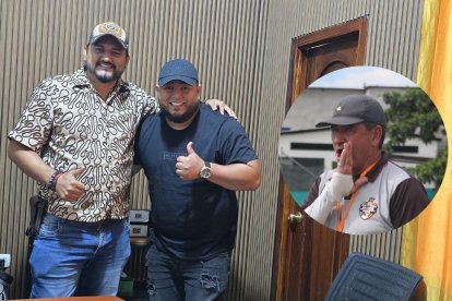 Henry Armijos, presidente, Kevin Méndez gerente deportivo y Eduardo Granda entrenador de Atlético Naranjal.