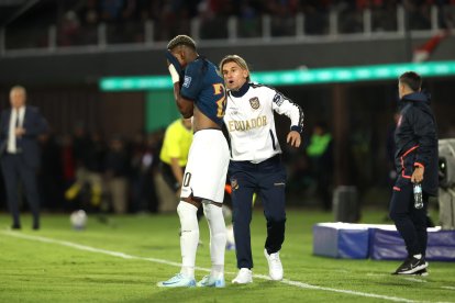 El entrenador de Ecuador Sebastián Beccacece en el partido ante Paraguay.