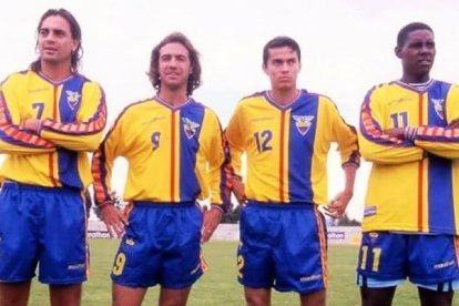 (De izq. a der.) Los delanteros Cuqui Juárez, Ariel Grazziani, Iván Kaviedes y Tin Delgado.